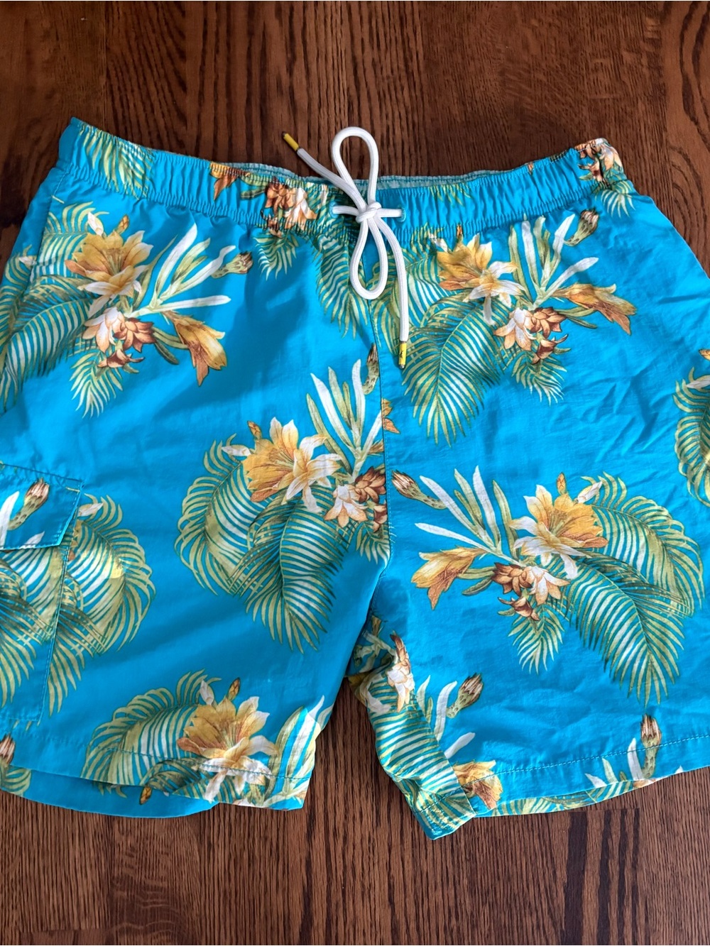 Tommy Bahama Turquoise Floral & Palm Swim Trunks